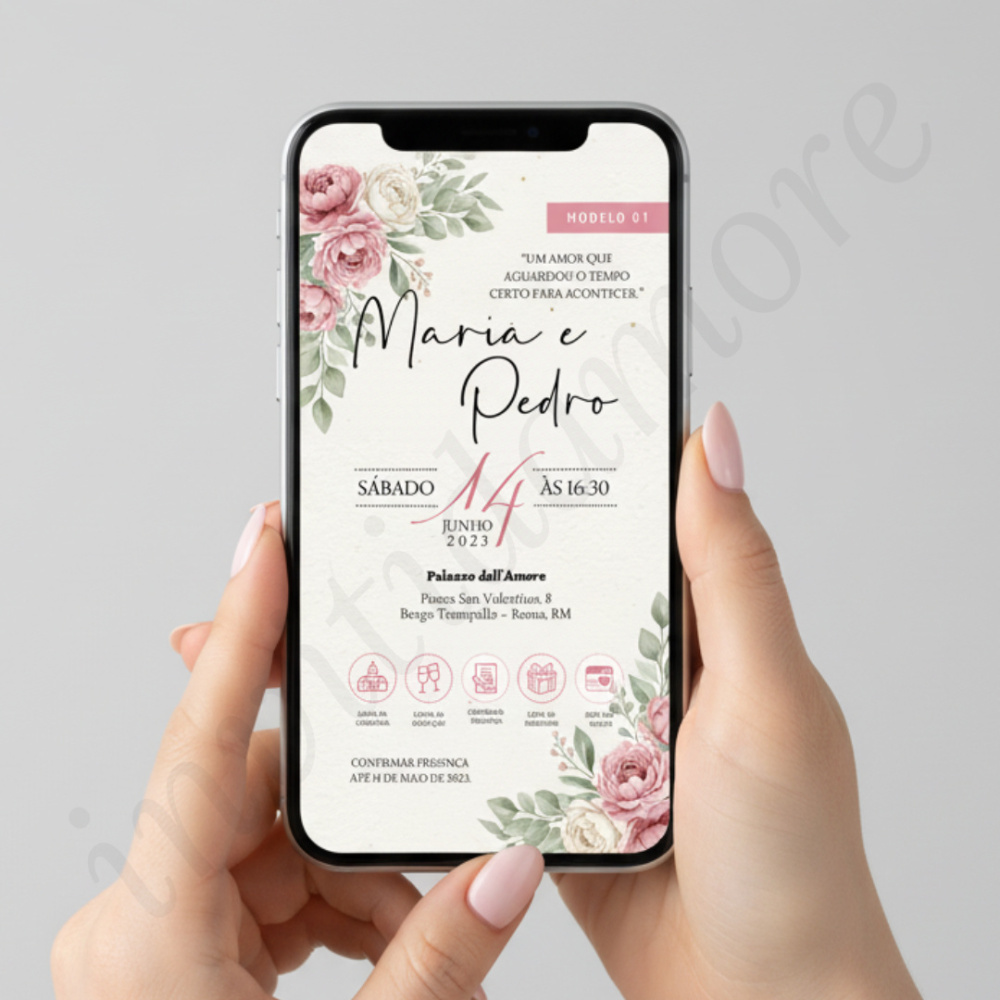 Convite Virtual de Casamento | Tons de Rosa
