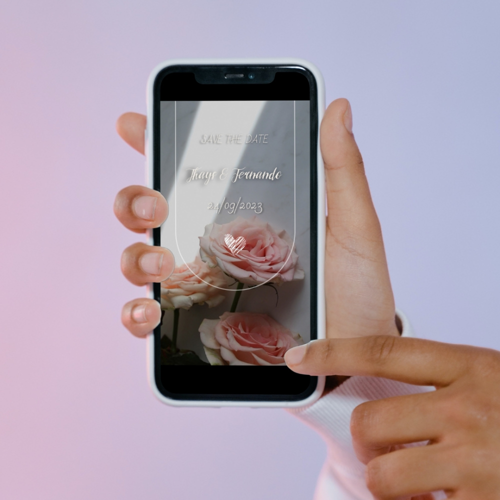 Save The Date Animado para Casamento | Rosas