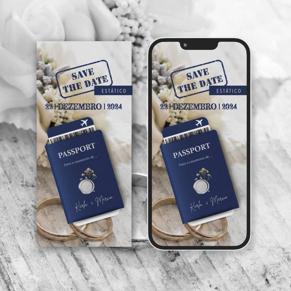 Save The Date Virtual para Casamento | Passaporte