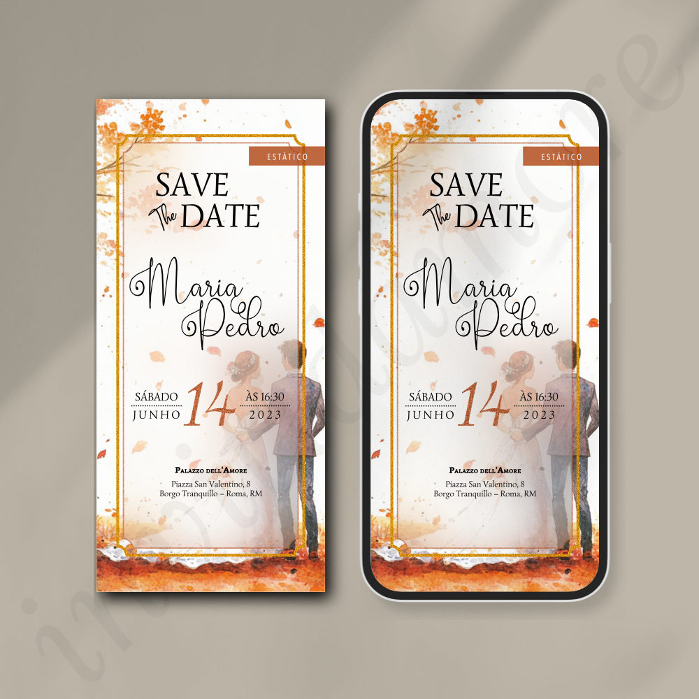 Save The Date Virtual de Casamento | Aquarela Terracota