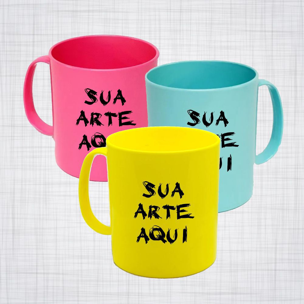 Caneca Plástico Polímero Colorida 300 ml Personalizada - Irmãos Caneca