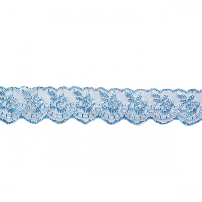 Bordado de Tule Liso Azul Bebê - 01 pct com 9,14m