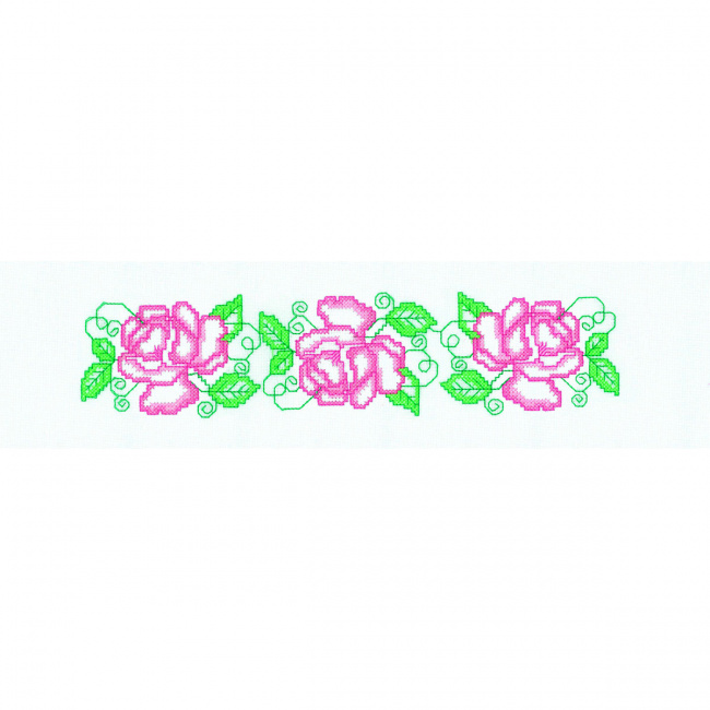 Faixa Ponto Cruz Estampado Floral Rosa 3742 - Mod.67 - 90cm