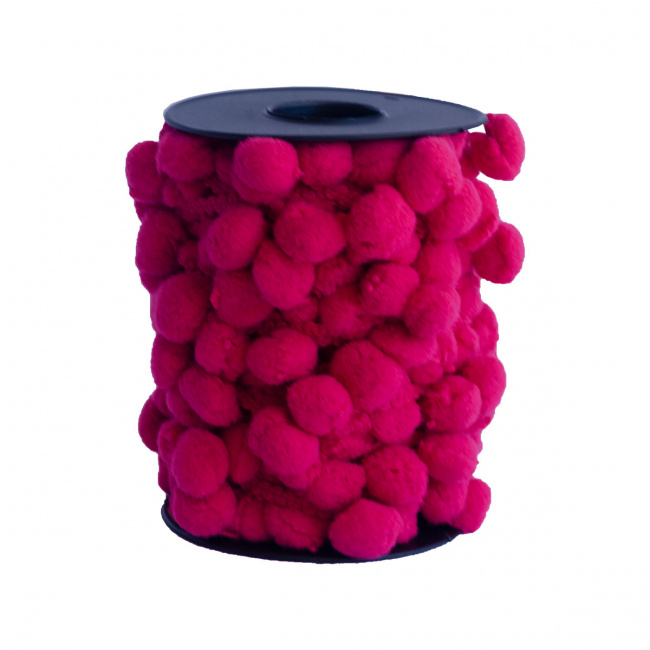 Fita em Crochê Pompom Passamanaria Liso Pink - 10 mts