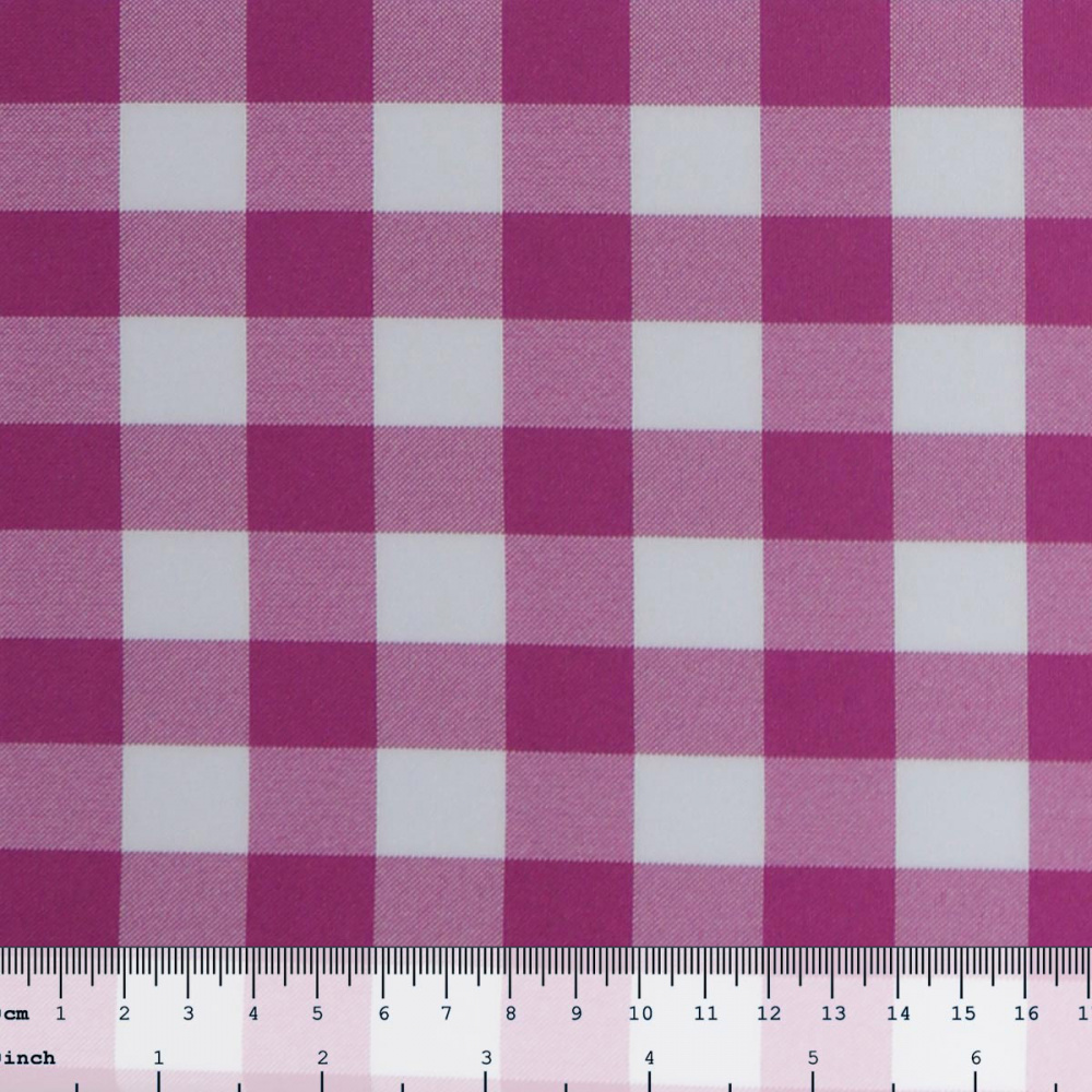 Tecido viscose rayon estampado xadrez marrom/pink