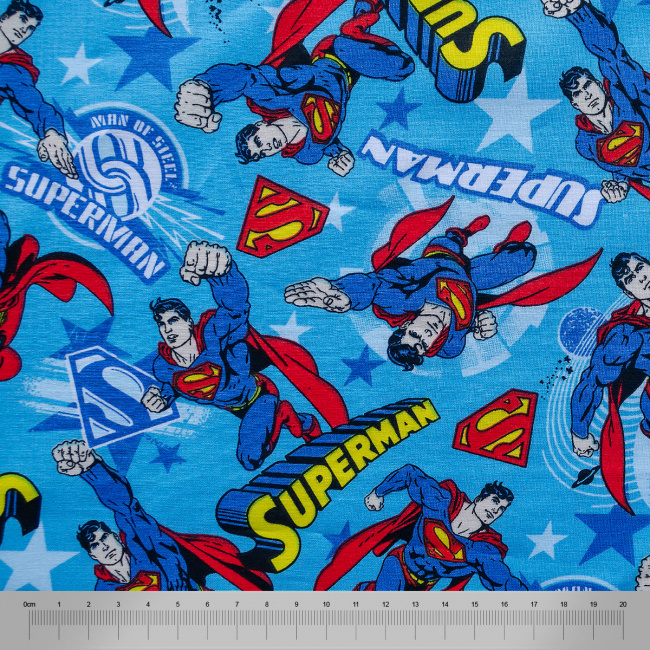 Tecido Tricoline Dohler Estampado Superman fundo Azul - 1,40m de Largura
