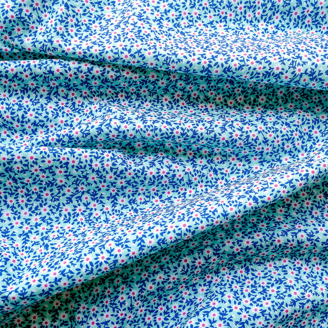 Tecido Tricoline Teksana Estampado Floral Azul - 1,50m de Largura