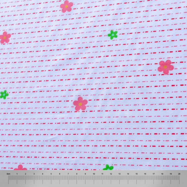 Tecido Tricoline Teksana Textil LTDA Estampado Flores fundo Branco - 1,50m de Largura
