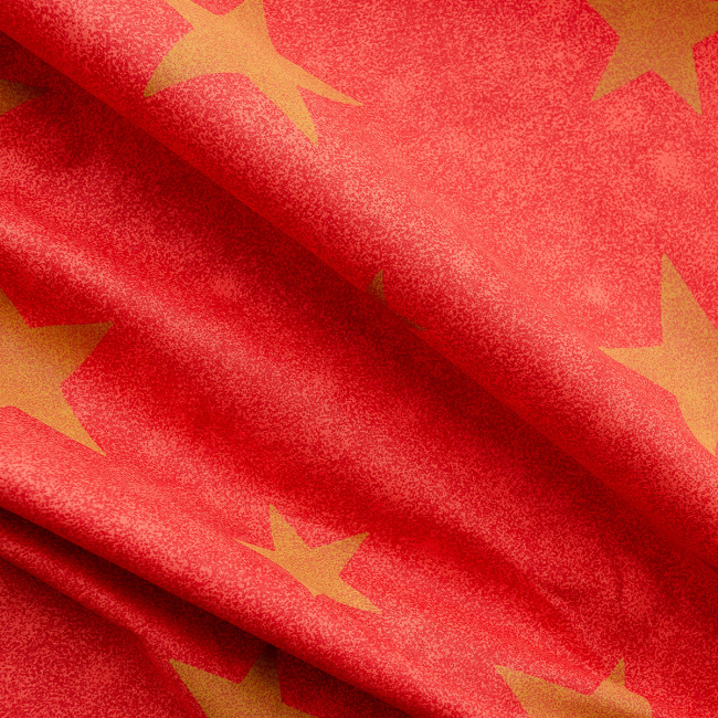 Tecido Tricoline Tricostar Estampado Estrelas fundo Vermelho - 1,50m de Largura