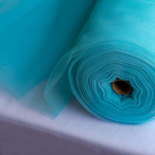 Tecido Tule Delfim Liso Azul Tiffany - 2,40m de Largura