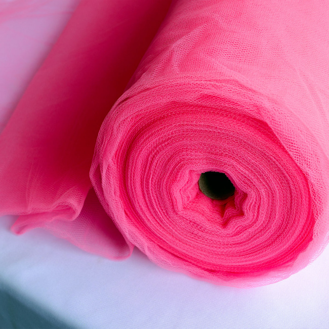 Tecido Tule Delfim Liso Rosa Sulferino - 2,40m de Largura