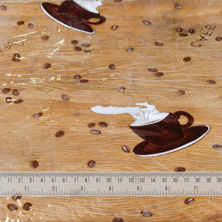Tecido para Toalha de Plástico PVC Cristal Estampado Coffee Marrom - 1,40m de Largura