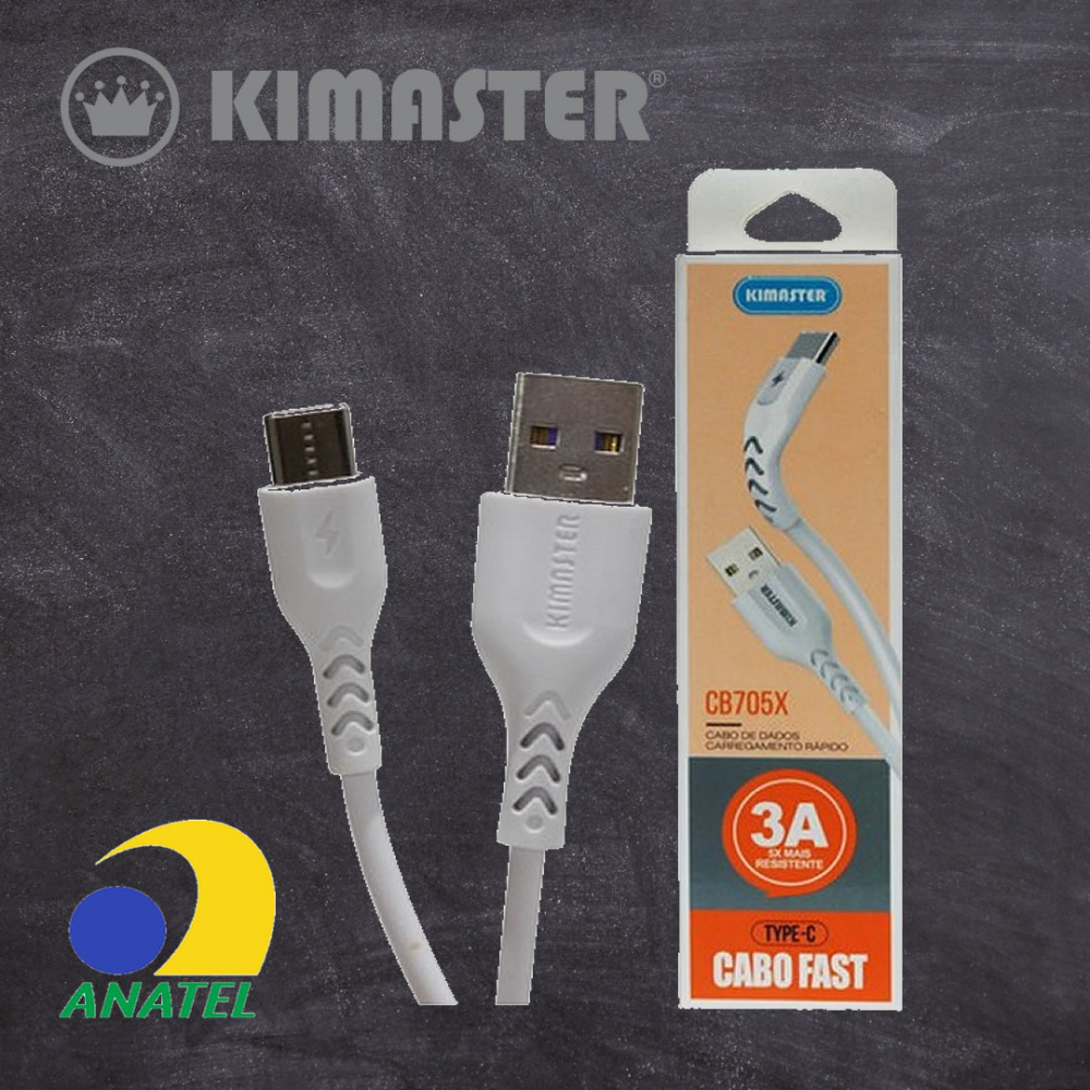 Cabo Carregador Turbo Tipo C- Kimaster Cb736 Linha Premium 5.A Blindad