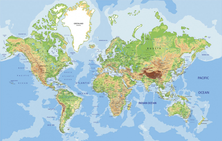 Painel Fotográfico Mapa Mundi Geopolítico