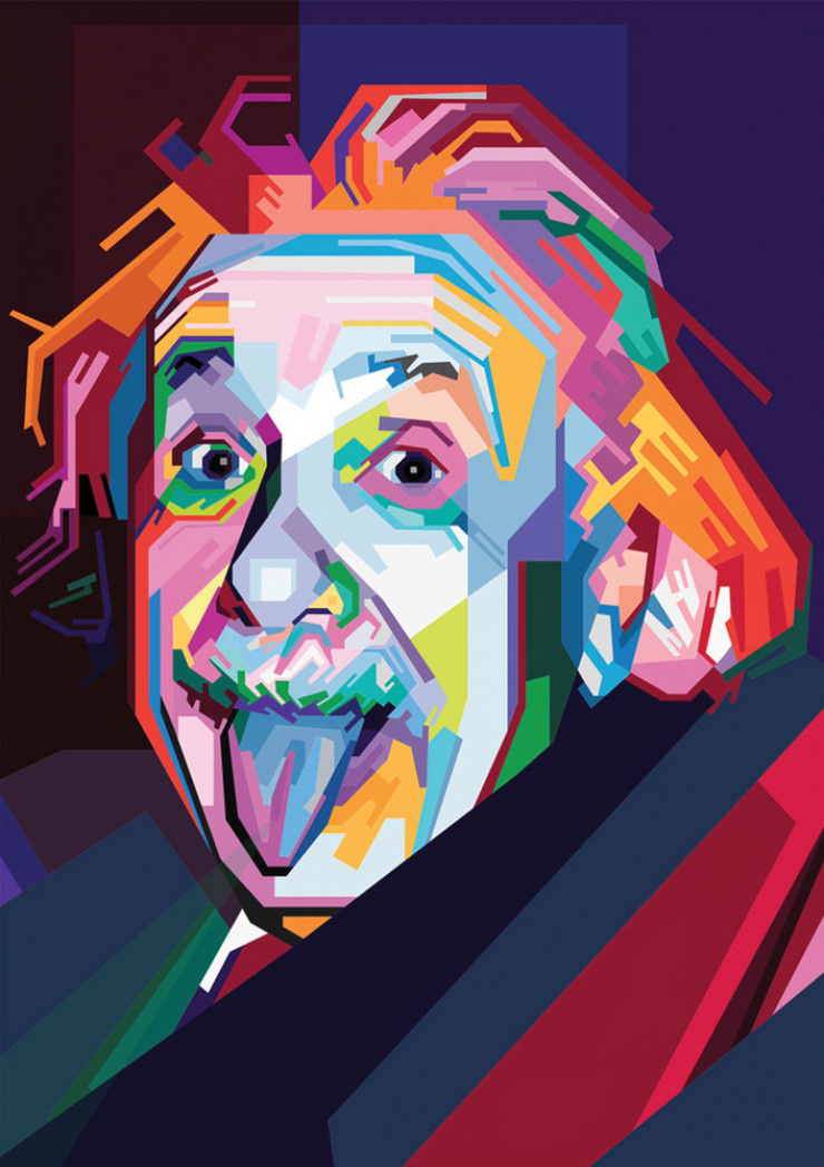 Quadro Albert Einstein Geométrico