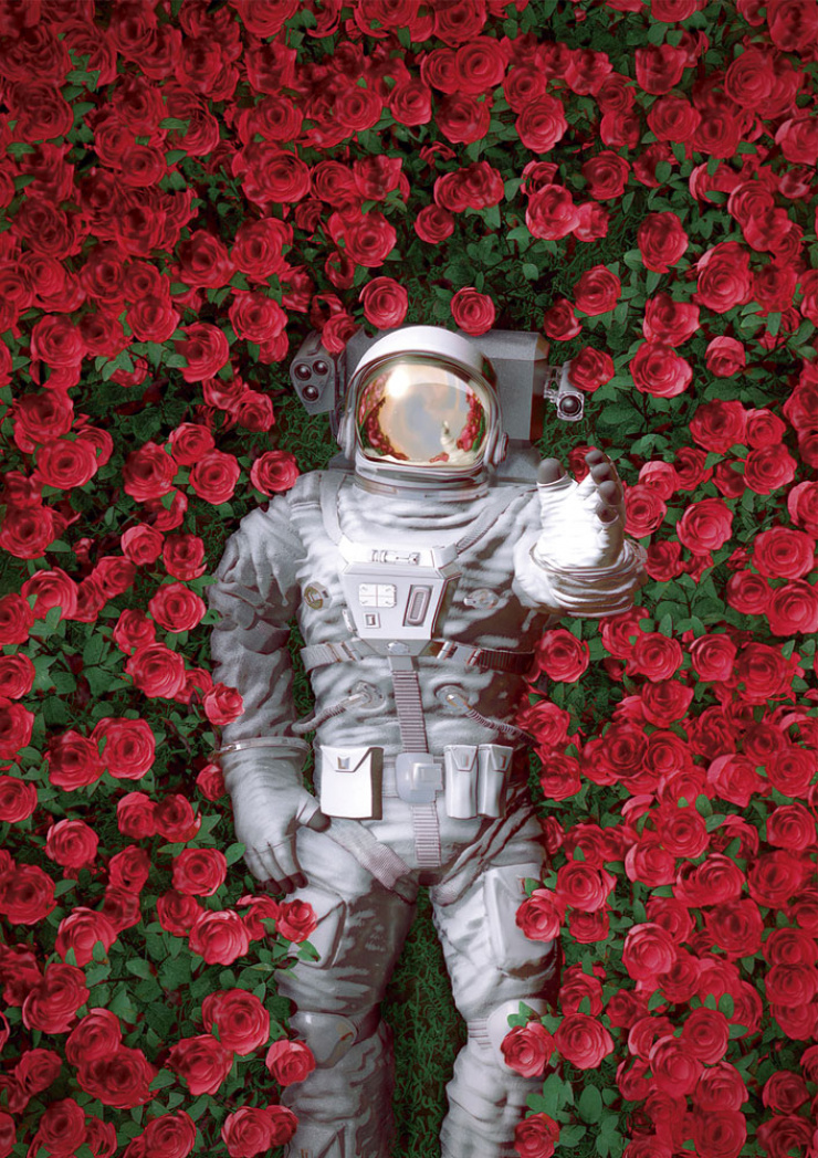 Quadro Astronauta Flowers