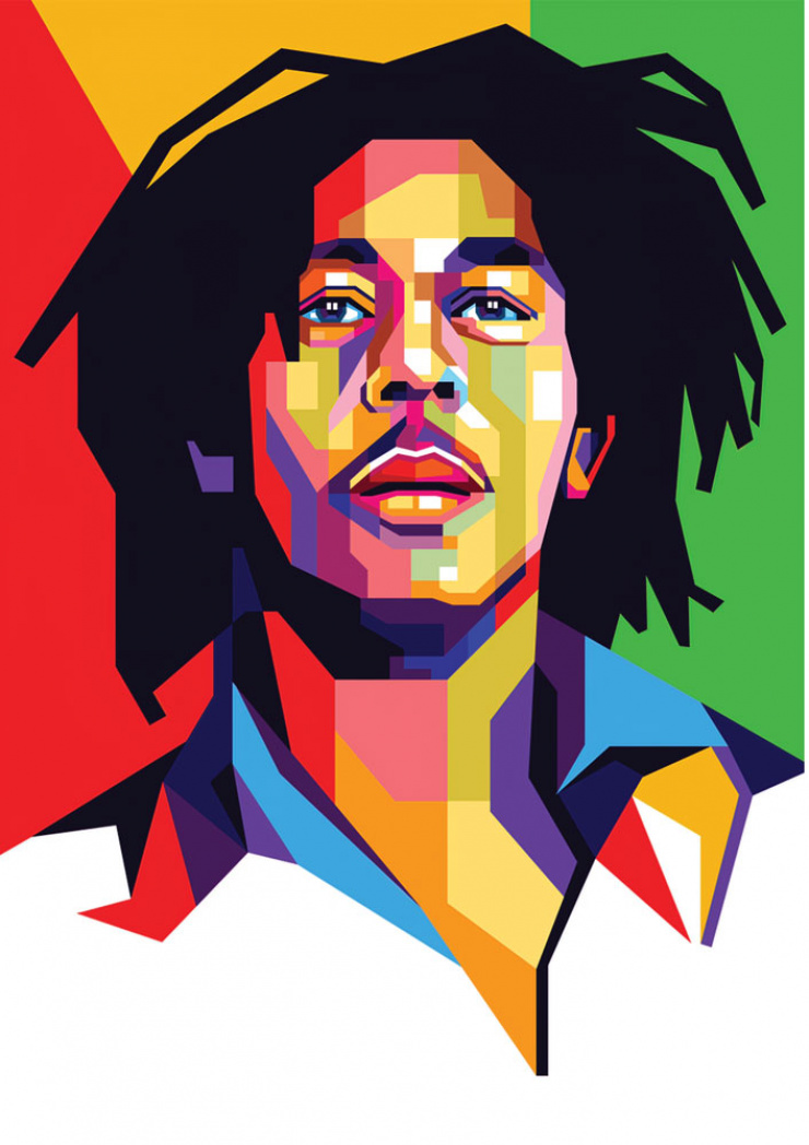 Quadro  Bob Marley Geométrico