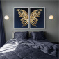 Quadro Butterfly Abstrato Wings Gold Luxo - Kit de 2 Quadros