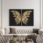Quadro Butterfly Wings Black Gold - Kit de 2 Quadros