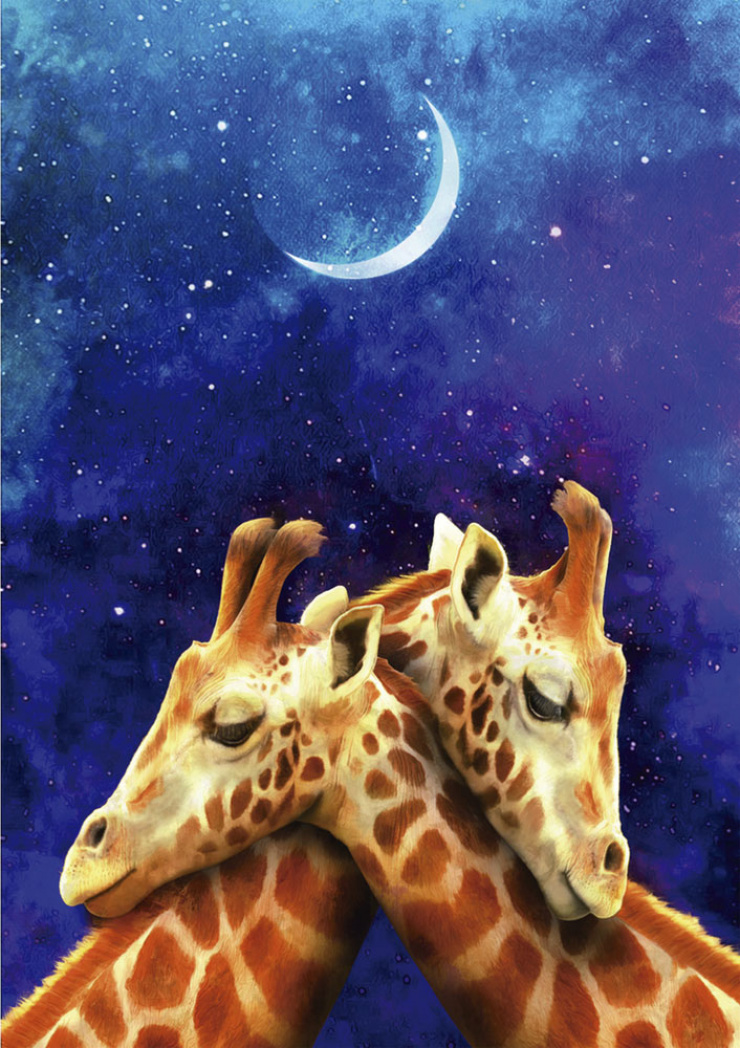Quadro Giraffes Moon Colors