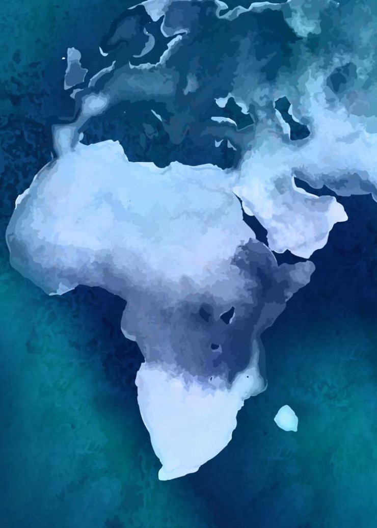 Quadro Mapa Mundo Aquarela - Kit de 3 Quadros