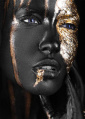 Quadro Mulher Negra e Dourada - Kit de 3 Quadros