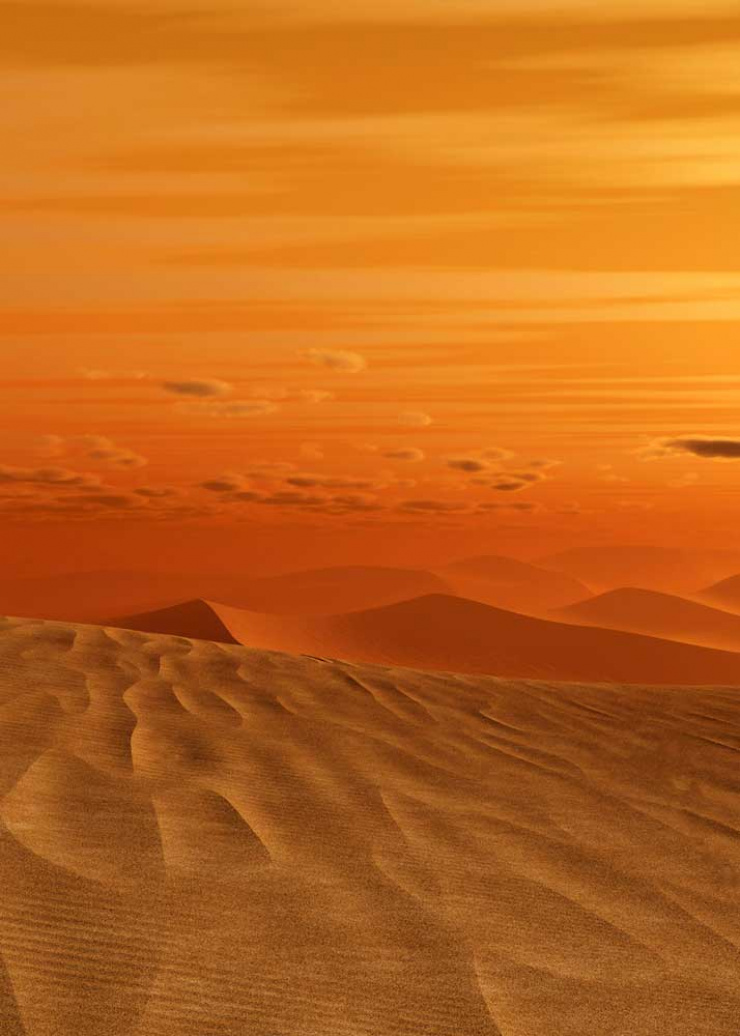 Quadro Pôr do Sol no Deserto - Kit de 3 Quadros