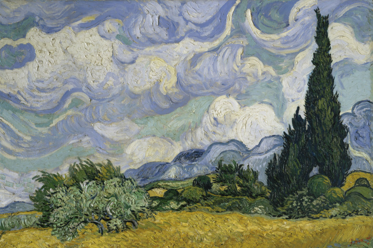 Tela Canvas Van Gogh Campo de Trigo com Ciprestes