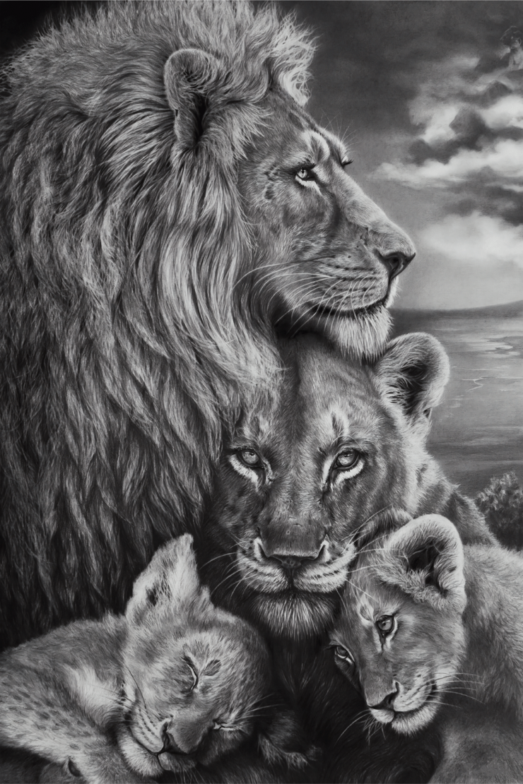 Tela Canvas A linhagem do Leão 2 filhotes