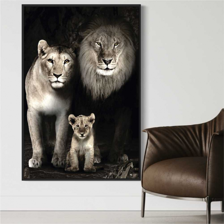 Tela Canvas Família de Leões Proteção