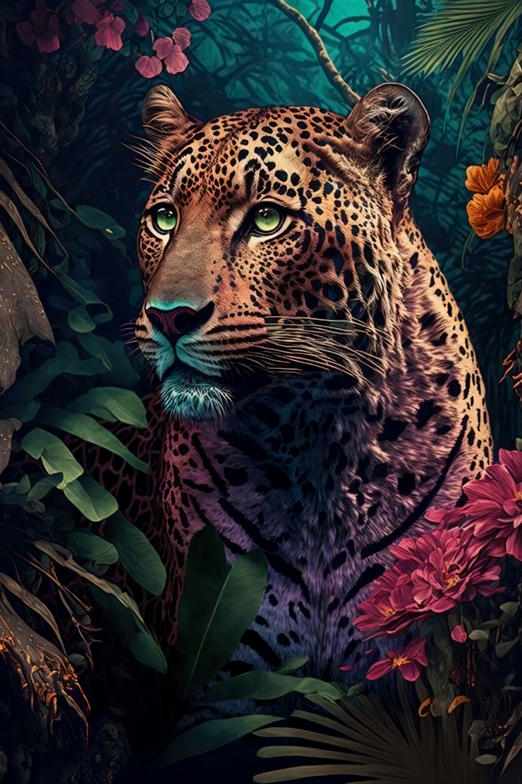 Tela Canvas Leopardo Colored