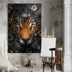 Pôster de parede com foto 3D personalizada, pintura de tigre, sala de  estar, entrada, quarto, fundo de parede, arte de parede, mural de animais