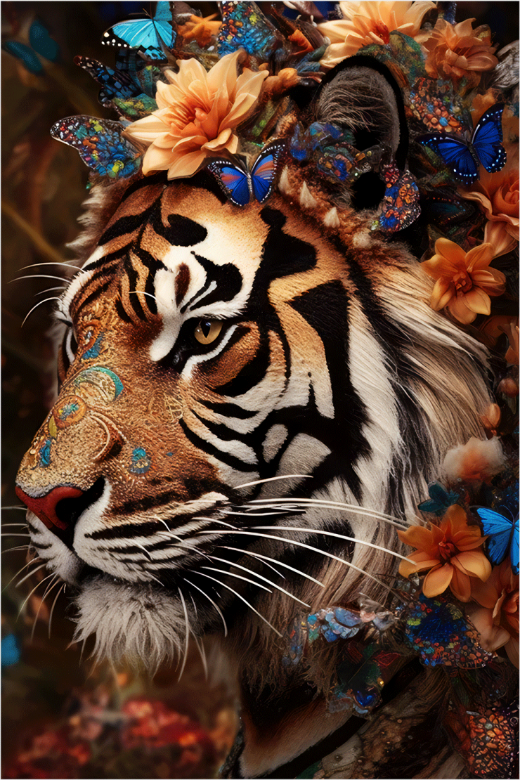 Tela Canvas Tigre Colored