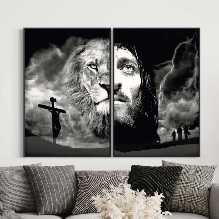 Tela Jesus Cristo o Leão de Judá - Kit de 2 Telas Canvas