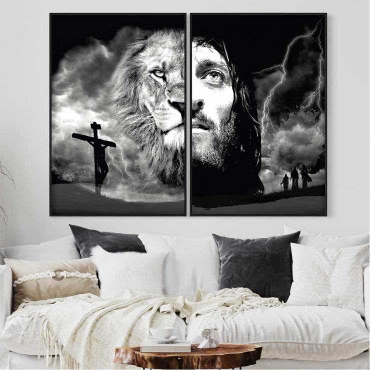 Tela Jesus Cristo o Leão de Judá - Kit de 2 Telas Canvas