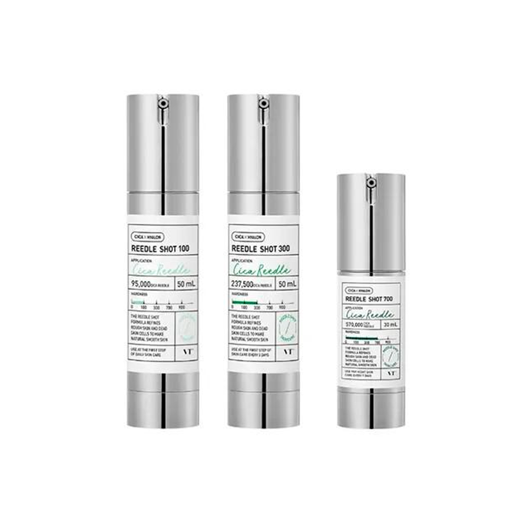 VT♡CICA CREAM&REEDLESHOT 100/300/700セット Sérum facial com microagulhamento VT Cosmetics Reedle Shot 100 300