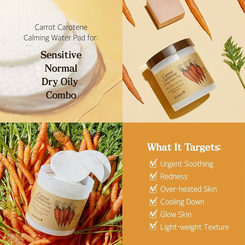Tônico facial SKINFOOD Carrot Carotene Calming Water Toner Pad
