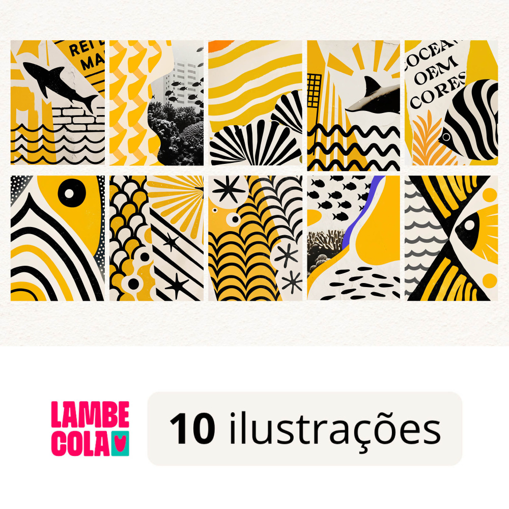 Kit papel de parede Lambe Lambe Oceano Amarelo - Lambe Cola - Lambe Cola