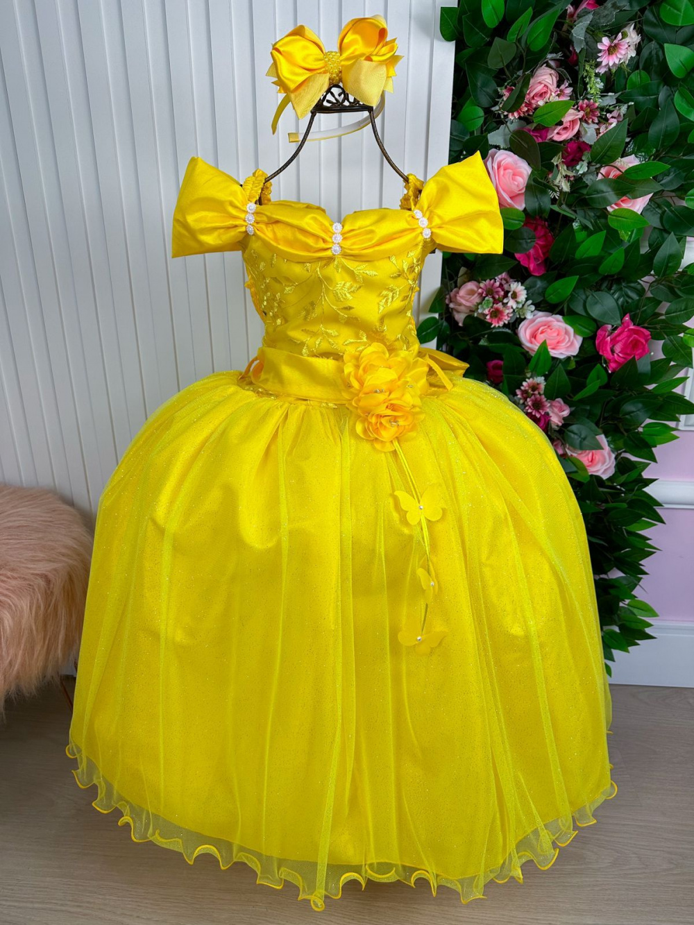 Vestido Longo Princesa Bela Amarelo - LeLa Kids