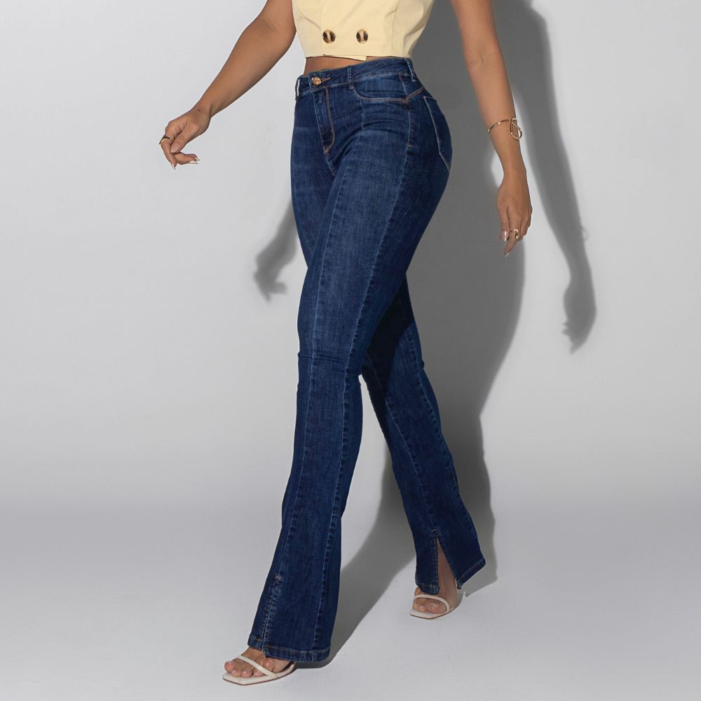 Calça Jeans Feminina Modeladora Flare Barra Elegante com Venda