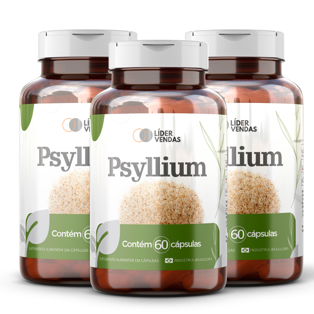 Psyllium Premium 500mg 60 capsulas kit com 3 potes A Fibra Natural que ...