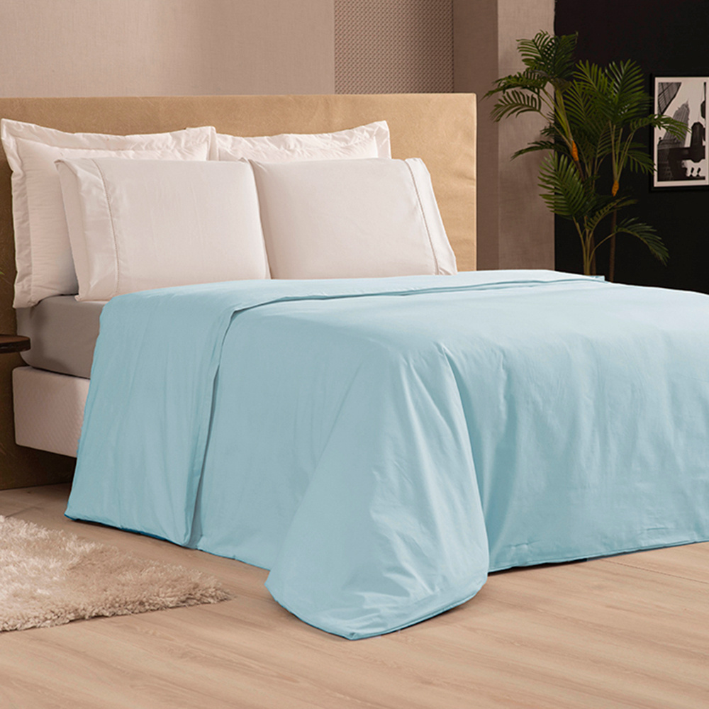 Jogo de cama de luxo King Edredom de hotel azul xadrez King Size (1 capa de  edredom 264 x 228 cm com fecho de zíper + 2 fronhas 50 x 91 cm)