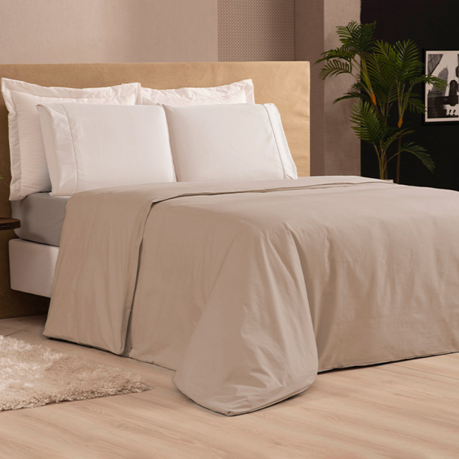 Capa de Edredom Duvet Queen Percal 200 Fios Algodão com Zíper Confort Cáqui
