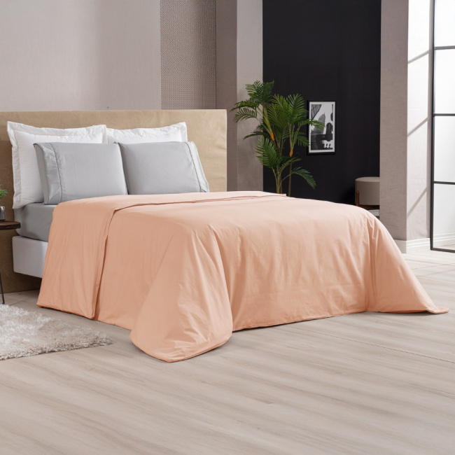 Capa de Edredom Duvet Queen Percal 400 Fios Acetinado Dupla Face com Zíper Salmão