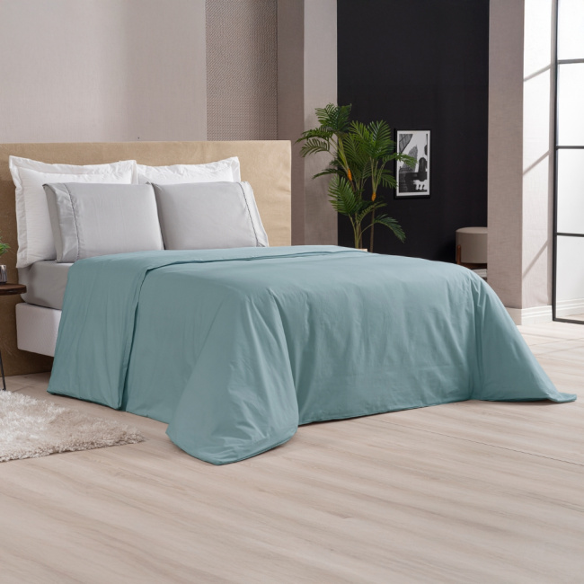 Capa de Edredom Duvet Solteiro Algodão Percal Confort 200 Fios com Zíper Azul