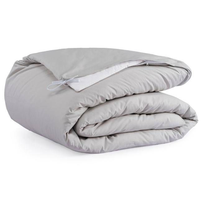 Capa de Edredom Duvet Solteiro Percal 400 Fios Acetinado Dupla Face com Zíper Cinza
