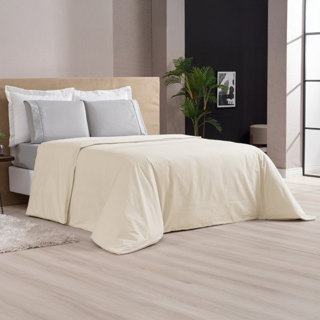 Capa de Edredom Duvet Solteiro Percal 400 Fios Acetinado Dupla Face com Zíper Palha
