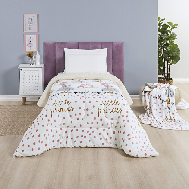 Coberdrom Cobertor Solteiro Manta/Sherpa Dupla Face Bouti Kids Little Princess