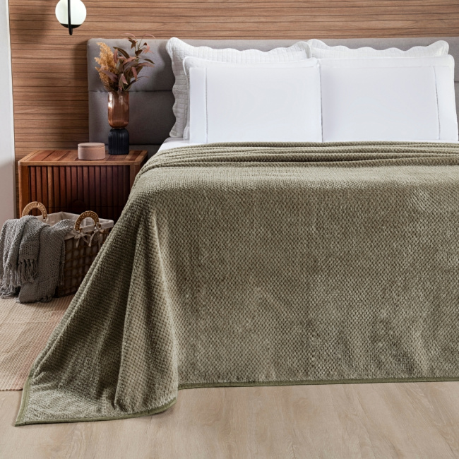 Cobertor Casal Queen King Manta Microfibra Coberta 2,20x2,40M Toque de Seda Premier Macio Bege