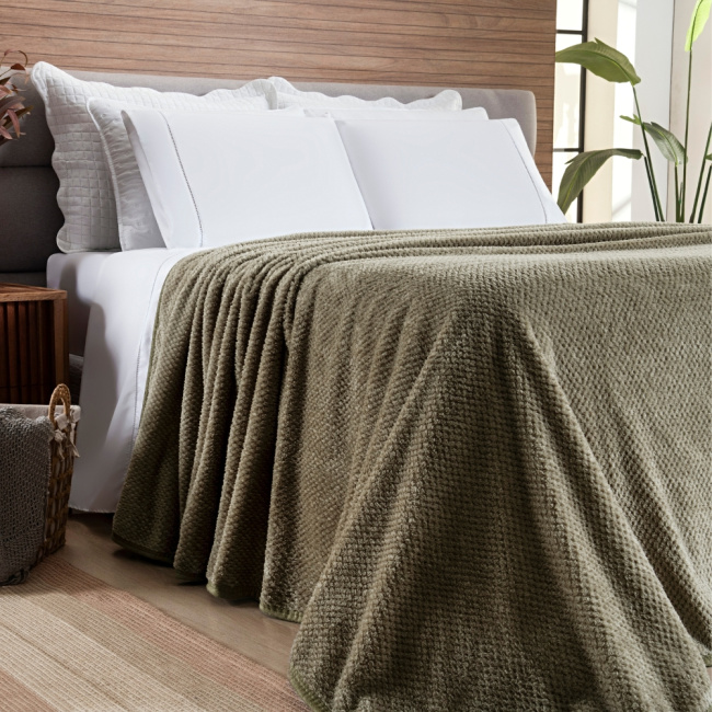 Cobertor Casal Queen King Manta Microfibra Coberta 2,20x2,40M Toque de Seda Premier Macio Bege